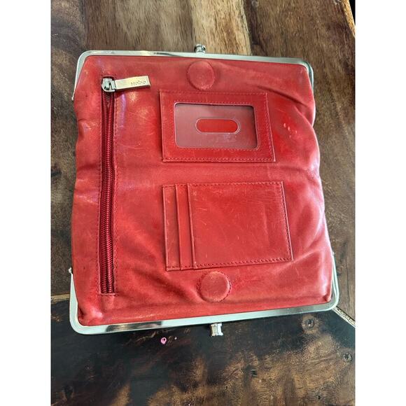 Hobo International Lauren Supple Distressed Red Leather Clutch Wallet - Picture 8 of 9